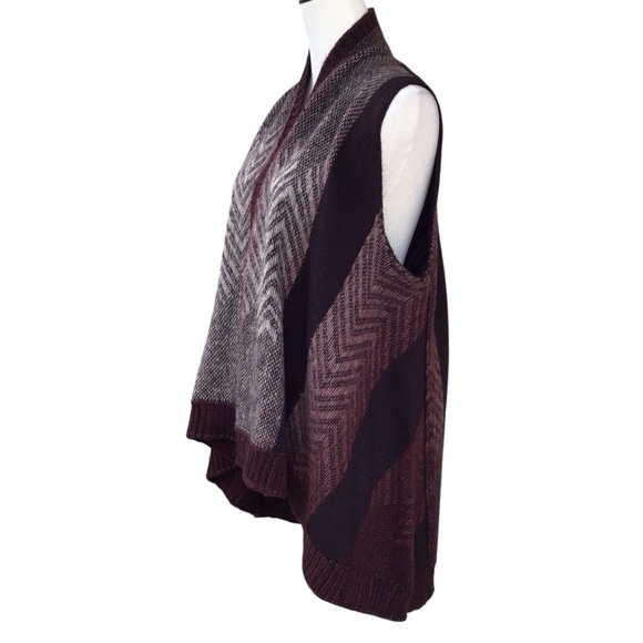 ANTHROPOLOGIE Sleeping on Snow Mabli WOOL Blend Open Vest Size XS S Brown Cozy - Picture 6 of 11